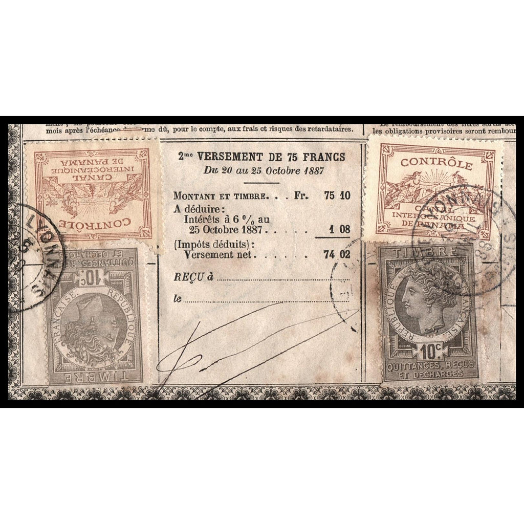 Compagnie Universelle de Canal Interoceanique de Panama - Panama Canal 1887 Bond Certificate