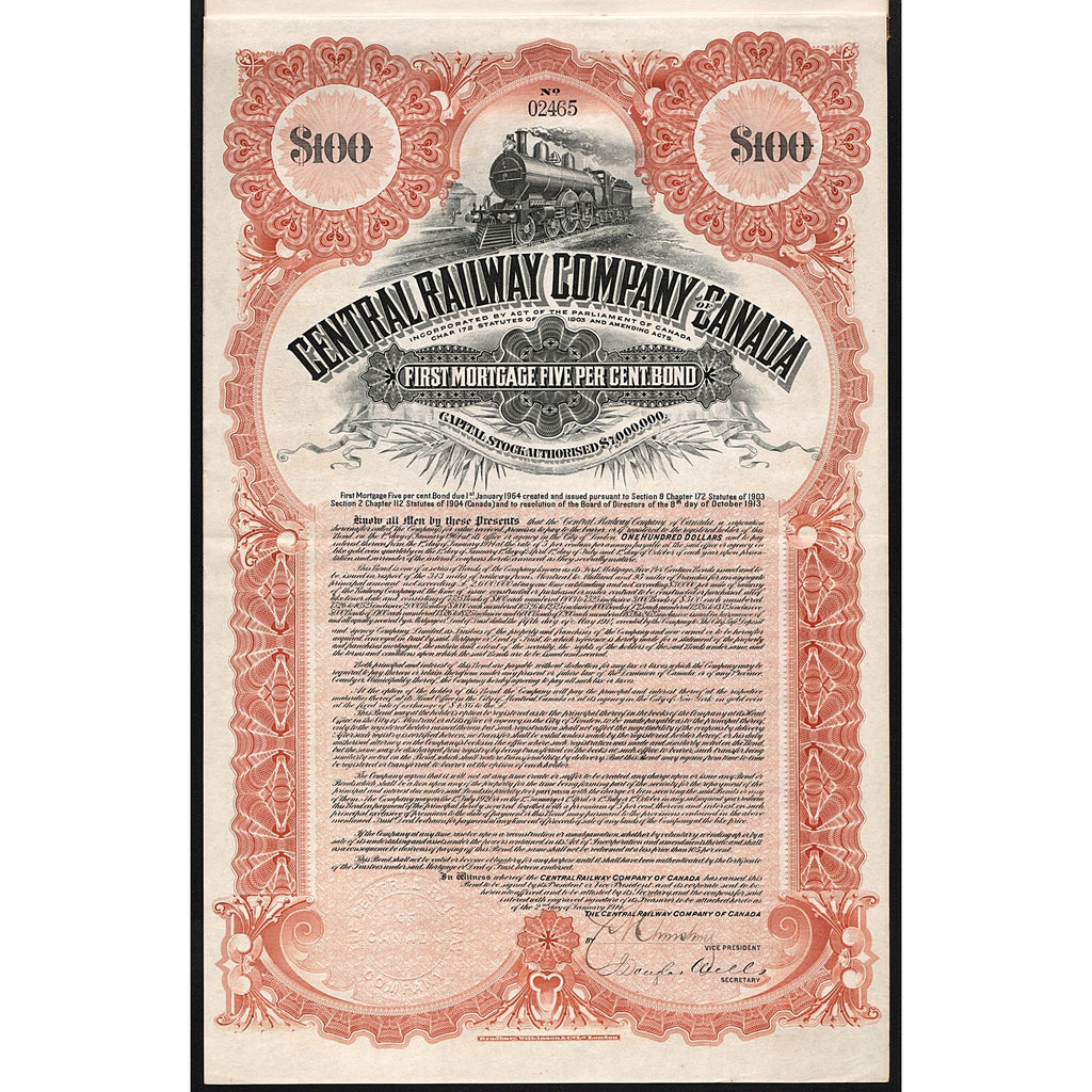 Central Railway Company of Canada 1914 Bond