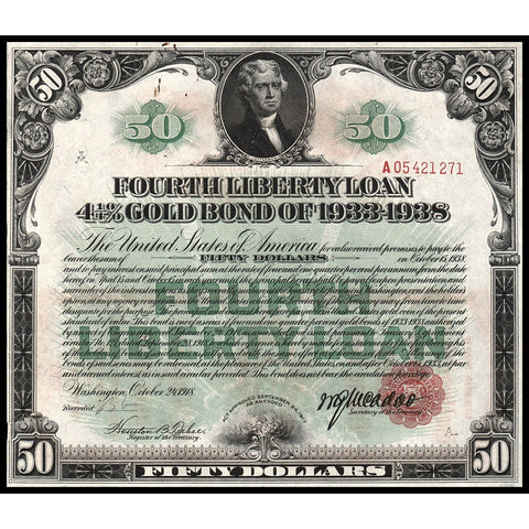 Fourth Liberty Loan, 4¼% Gold Bond of 1933-1938 (1918)