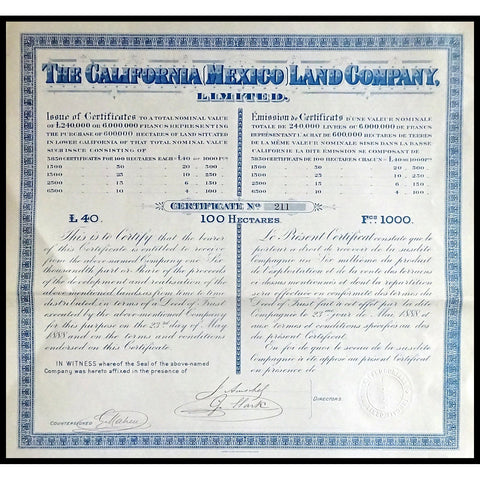 The California (Mexico) Land Company, Limited - 100 Hectares