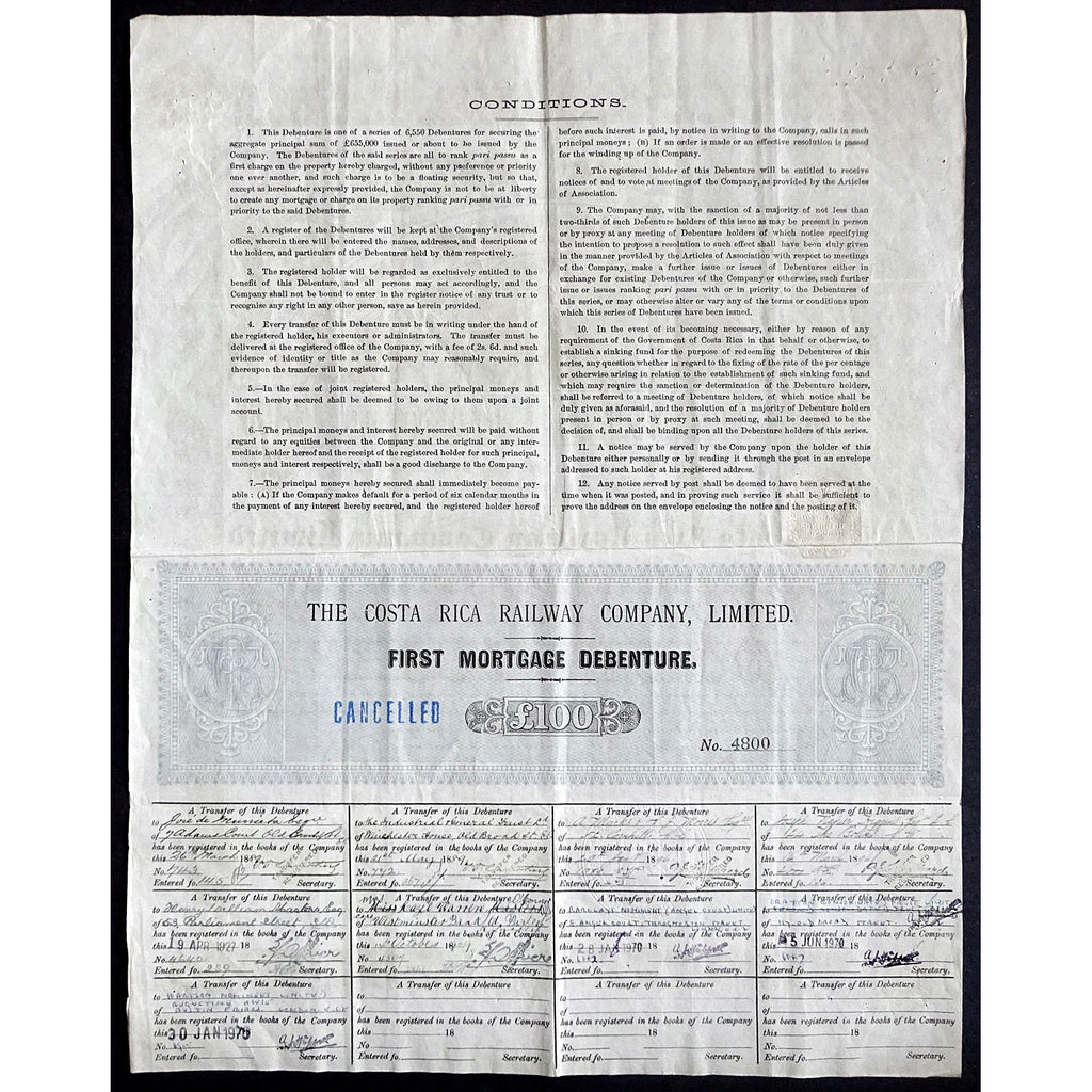 The Costa Rica Railway Company, Limited - First Mortgage Debenture