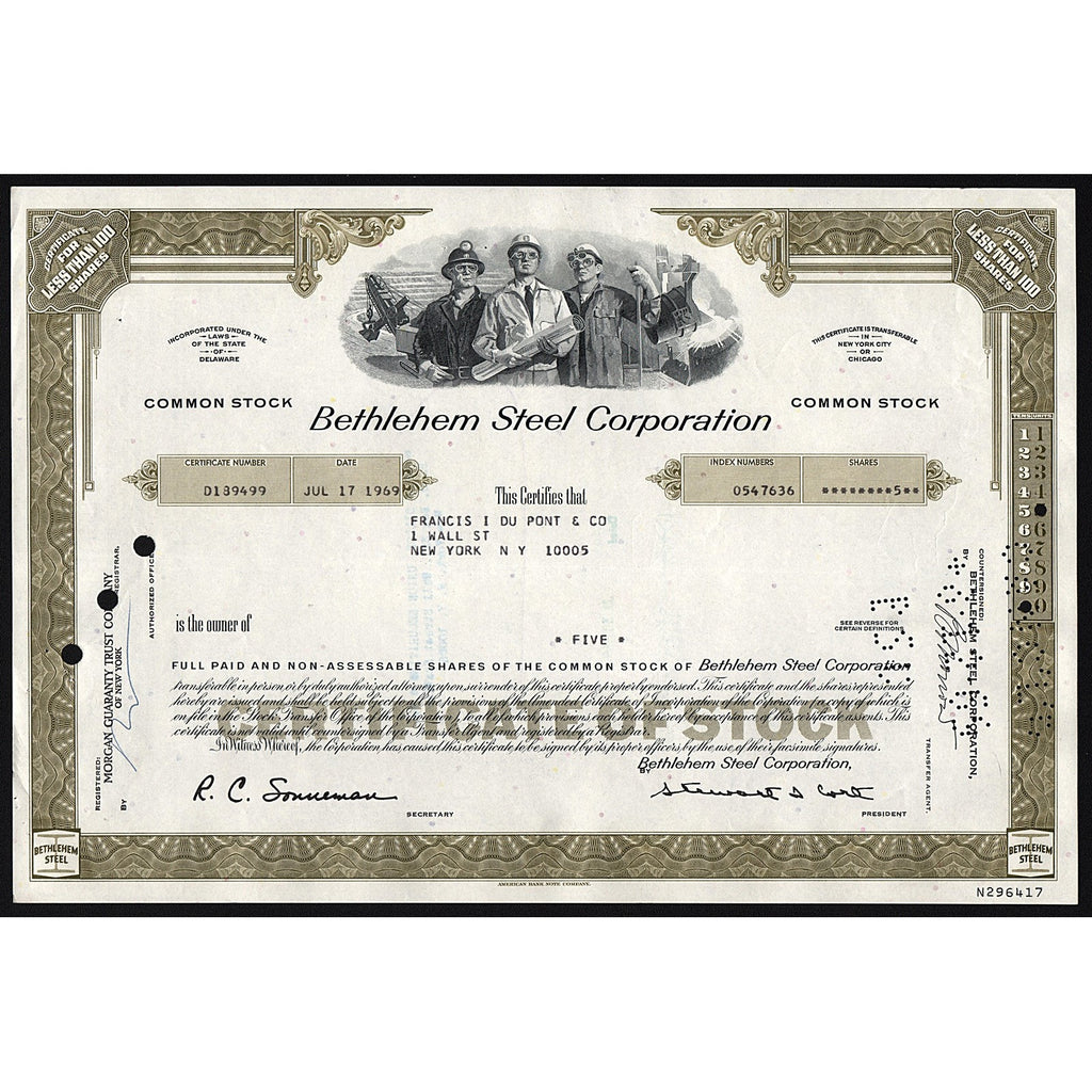 Bethlehem Steel Corporation Stock Certificate