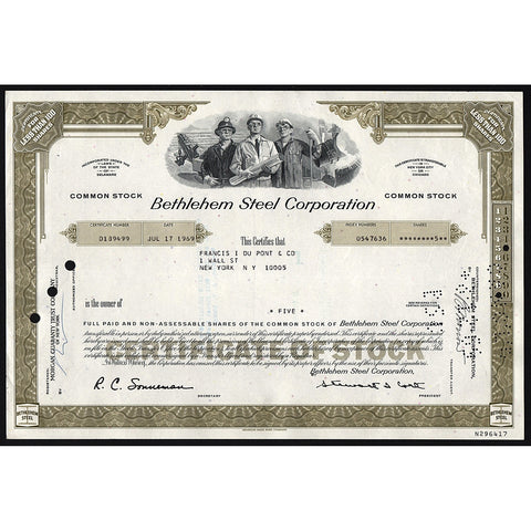 Bethlehem Steel Corporation Stock Certificate