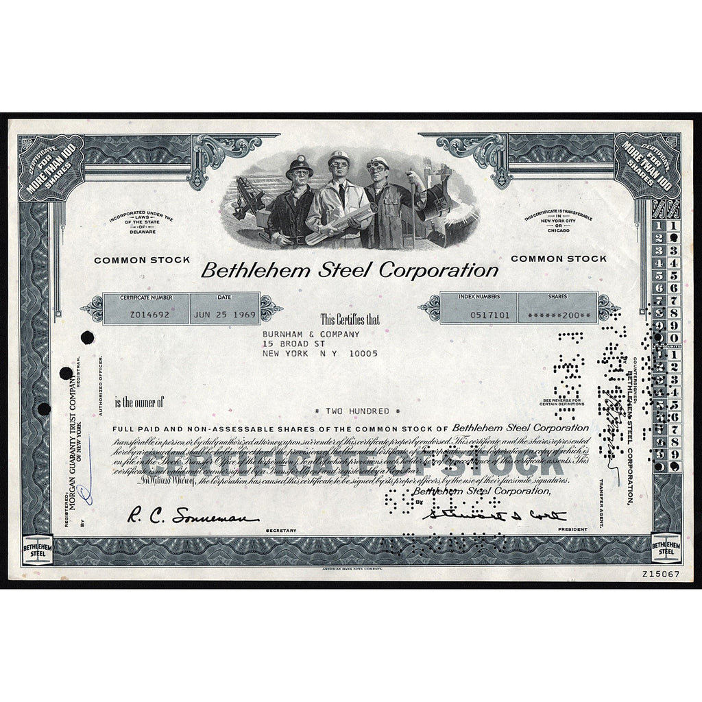 Bethlehem Steel Corporation Stock Certificate