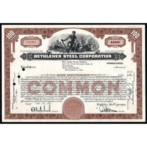 Bethlehem Steel Corporation Stock Certificate