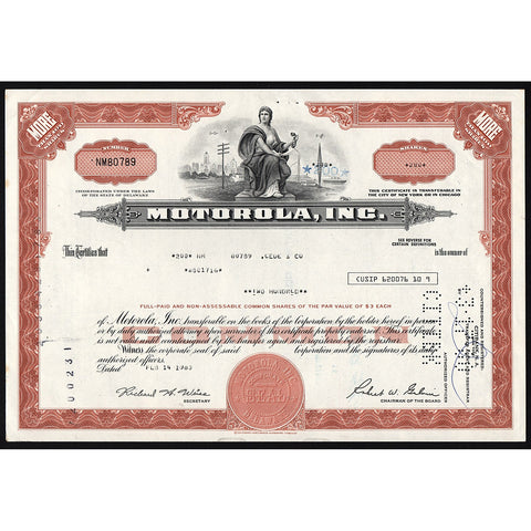 Motorola, Inc. Stock Certificate