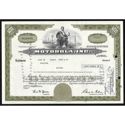 Motorola, Inc. (Telecom & Phones) Stock Certificate
