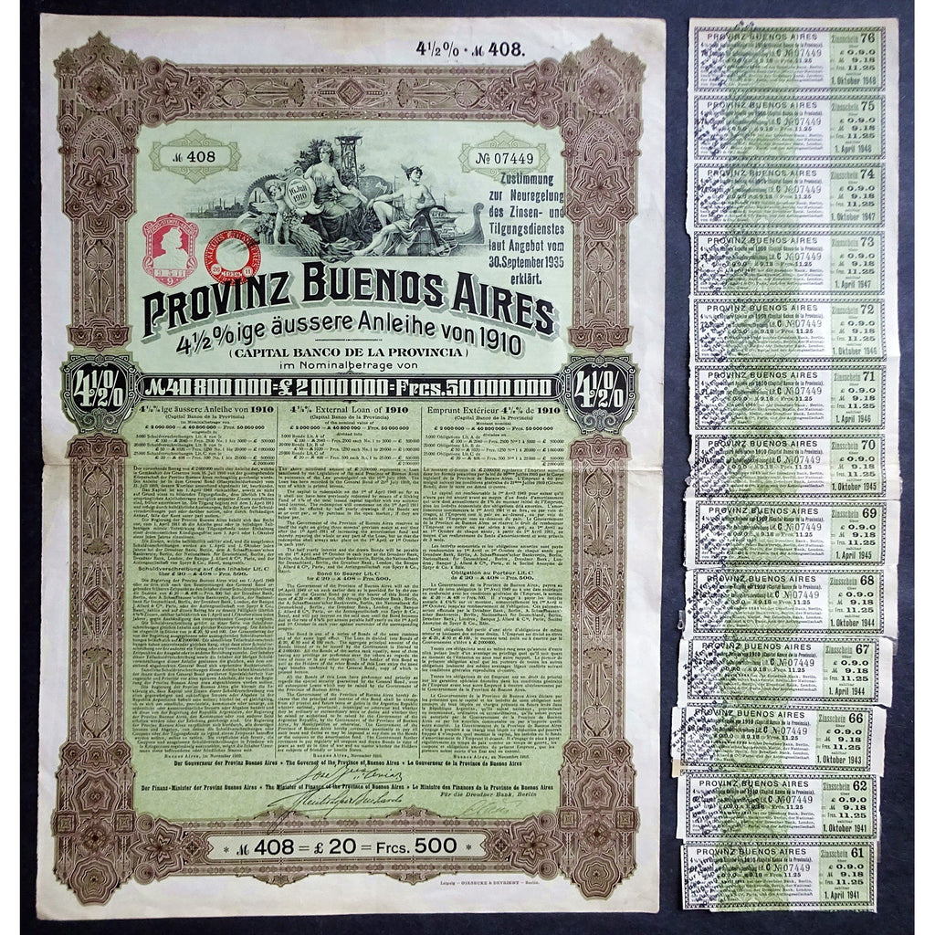 Provinz Buenos Aires, 4½%ige äussere Anleihe von 1910