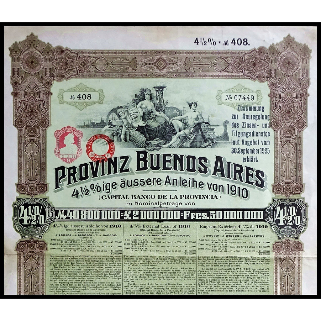 Provinz Buenos Aires, 4½%ige äussere Anleihe von 1910
