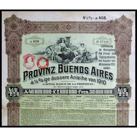 Provinz Buenos Aires, 4½%ige äussere Anleihe von 1910