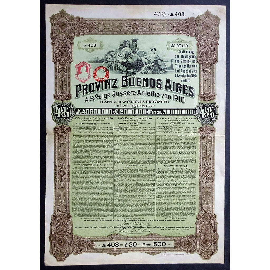Provinz Buenos Aires, 4½%ige äussere Anleihe von 1910