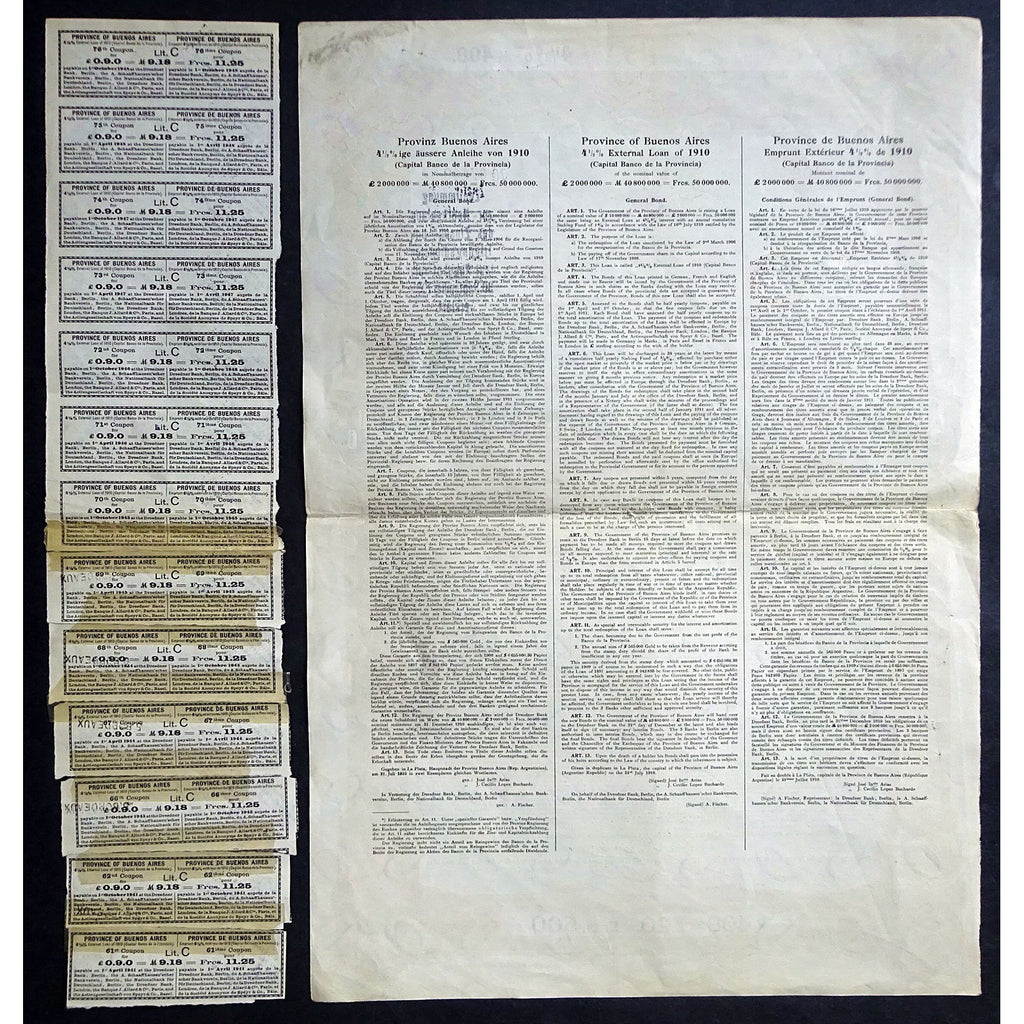Provinz Buenos Aires, 4½%ige äussere Anleihe von 1910