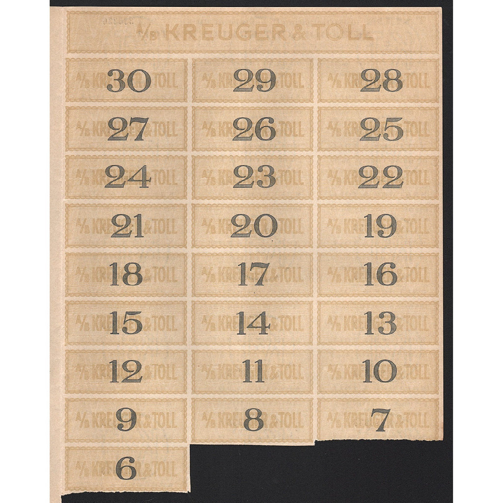 Aktiebolaget Kreuger & Toll Participating Debenture - 20 Kr