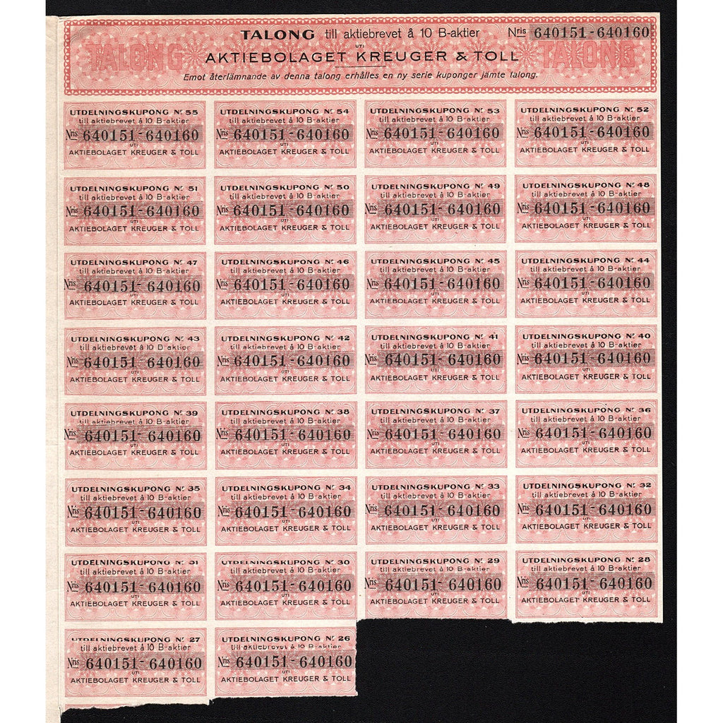 Aktiebolaget Kreuger & Toll - 1000 Kr