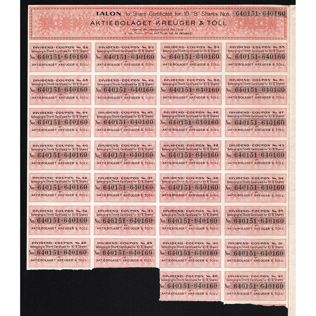 Aktiebolaget Kreuger & Toll - 1000 Kr