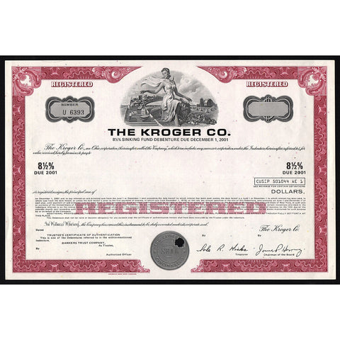 The Kroger Co. (Supermarkets) Bond Certificate