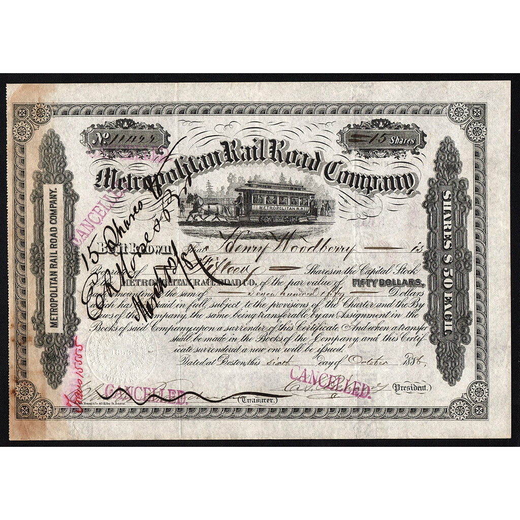 Metropolitan Rail Road Company 1886 Boston
