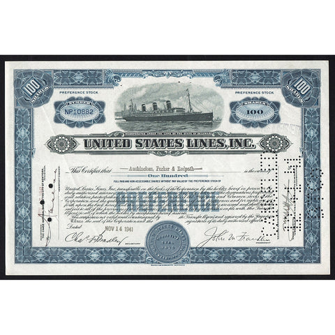 United States Lines, Inc. STock Certificate