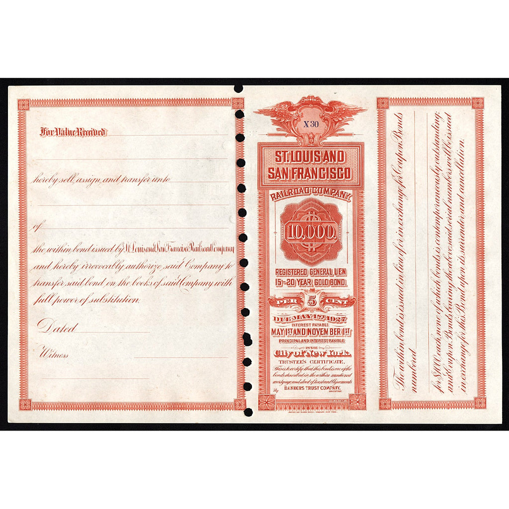 St. Louis and San Francisco Railroad Company - $10,000 Gold Bond
