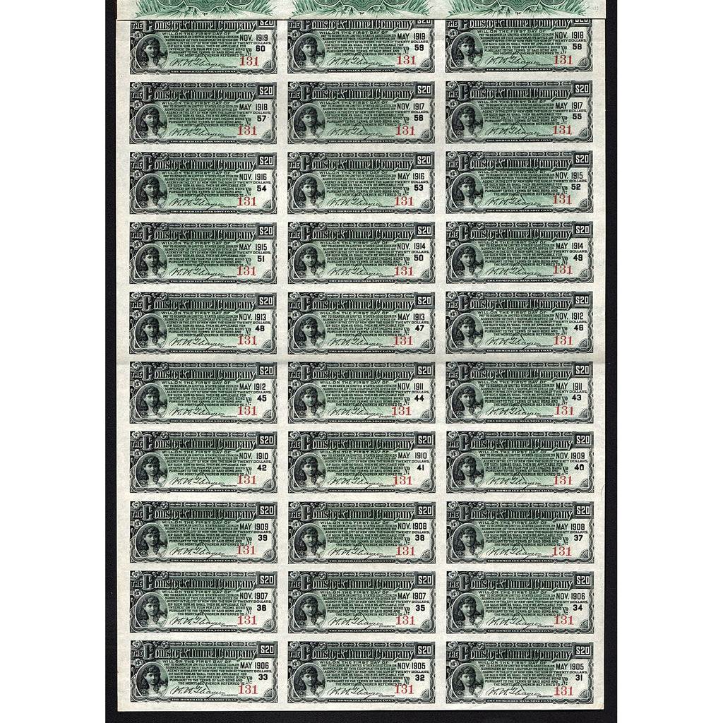 Comstock Tunnel Company $1000 (Theodore Sutro signature)