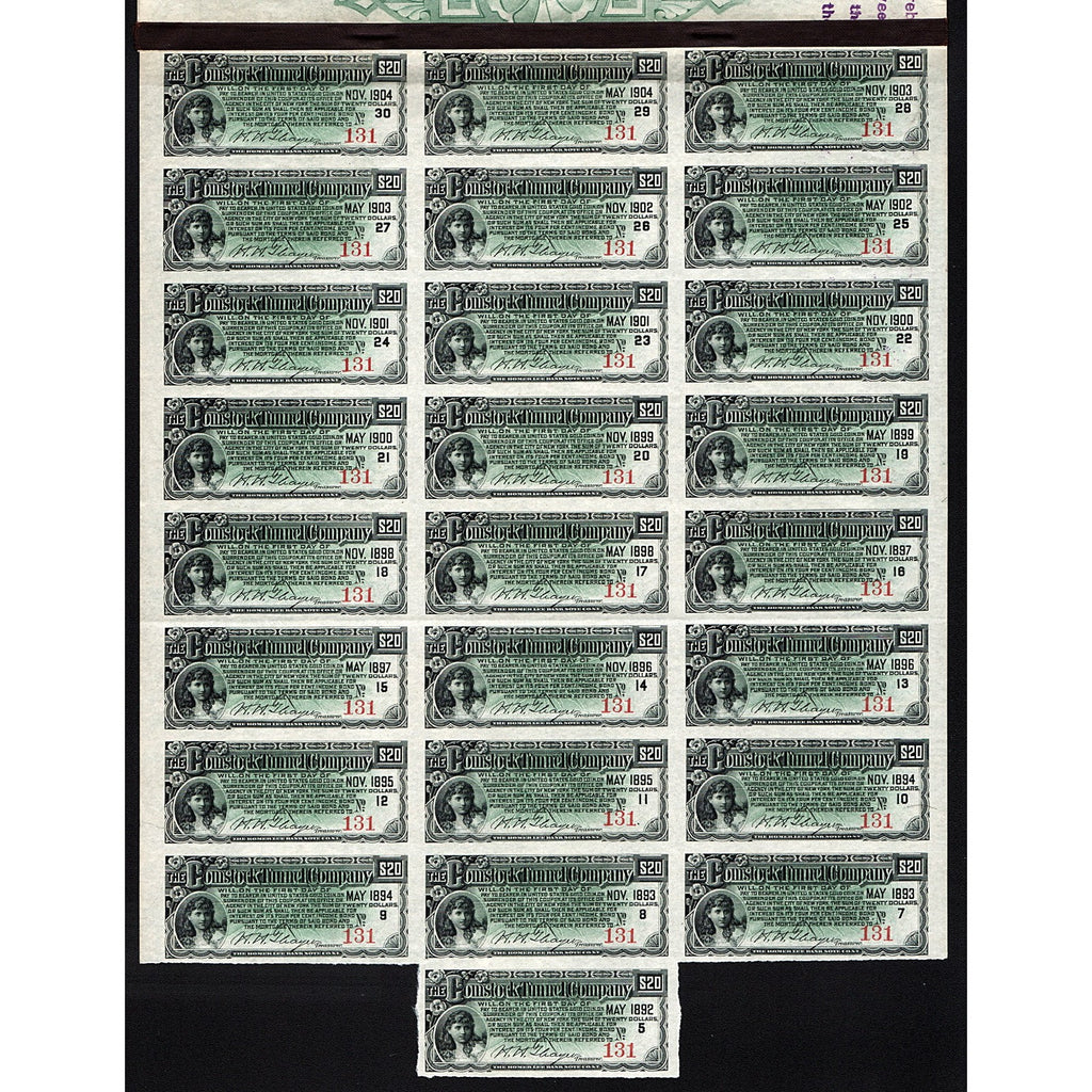 Comstock Tunnel Company $1000 (Theodore Sutro signature)