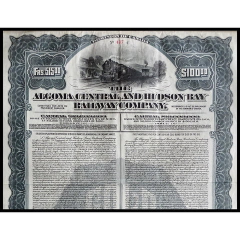 The Algoma Central and Hudson Bay Railway Company Bond Certificate