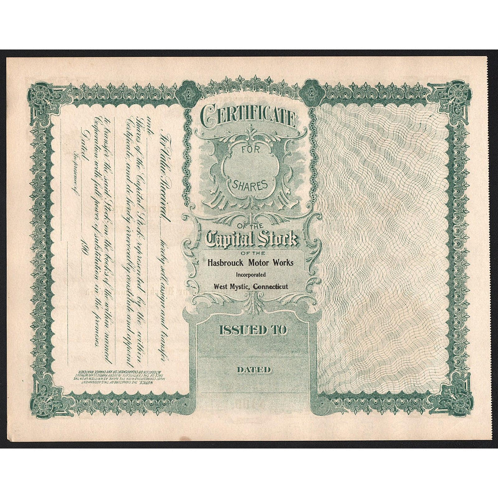 The Hasbrouck Motor Works Incorporated, West Mystic, Connecticut