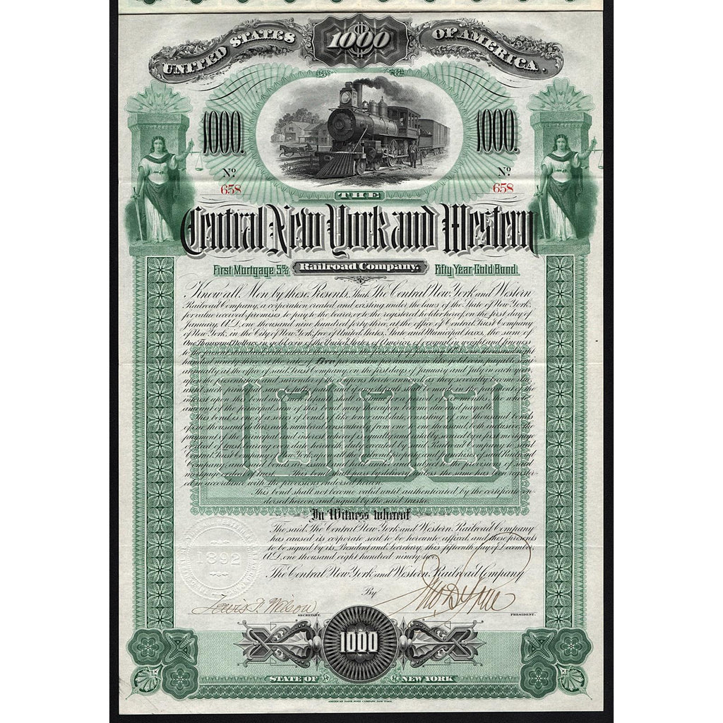 The Central New York and Western Railroad Company Gold Bond