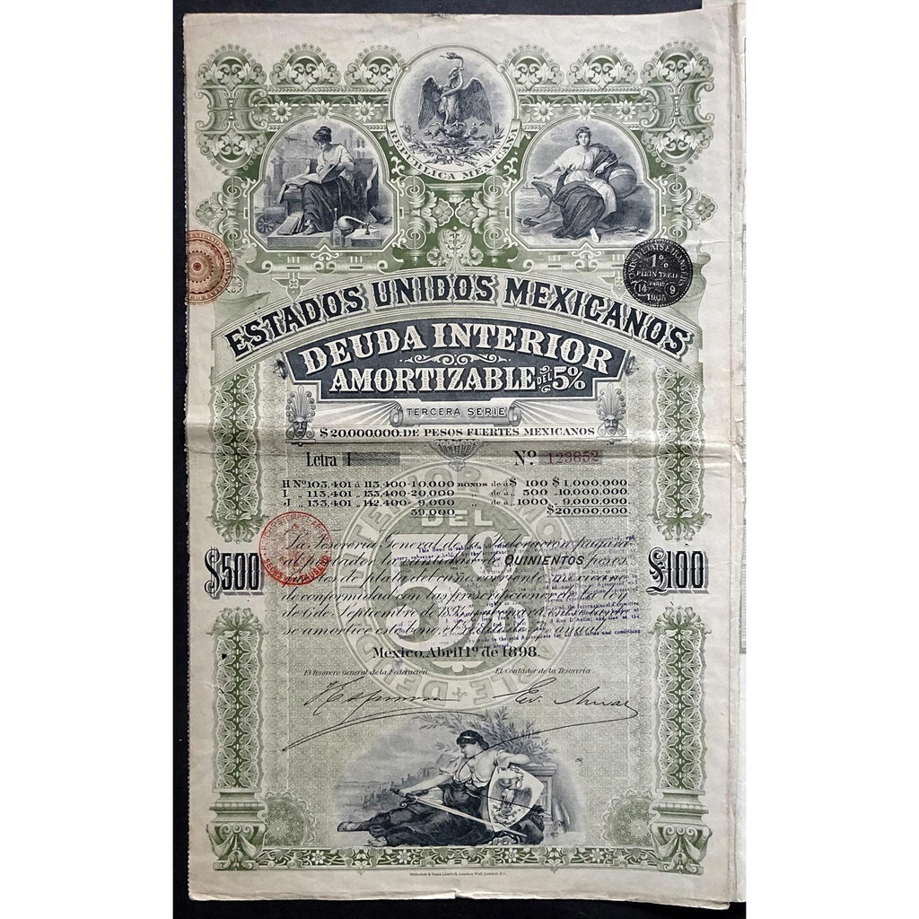 Estados Unidos Mexicanos, Deuda Interior $500 Mexico Bond Certificate