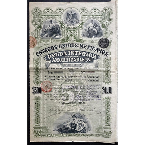 Estados Unidos Mexicanos, Deuda Interior $500 Mexico Bond Certificate