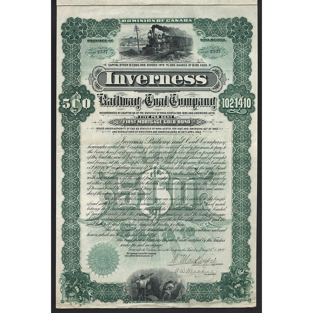 Inverness Railway and Coal Company Gold Bond