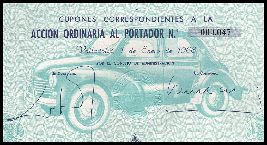 Hoja de Cupones Fabrication de Automoviles Renault de Espana S.A.