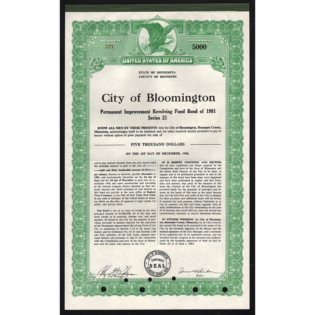 City of Bloomington, County of Hennepin, State of Minnesota