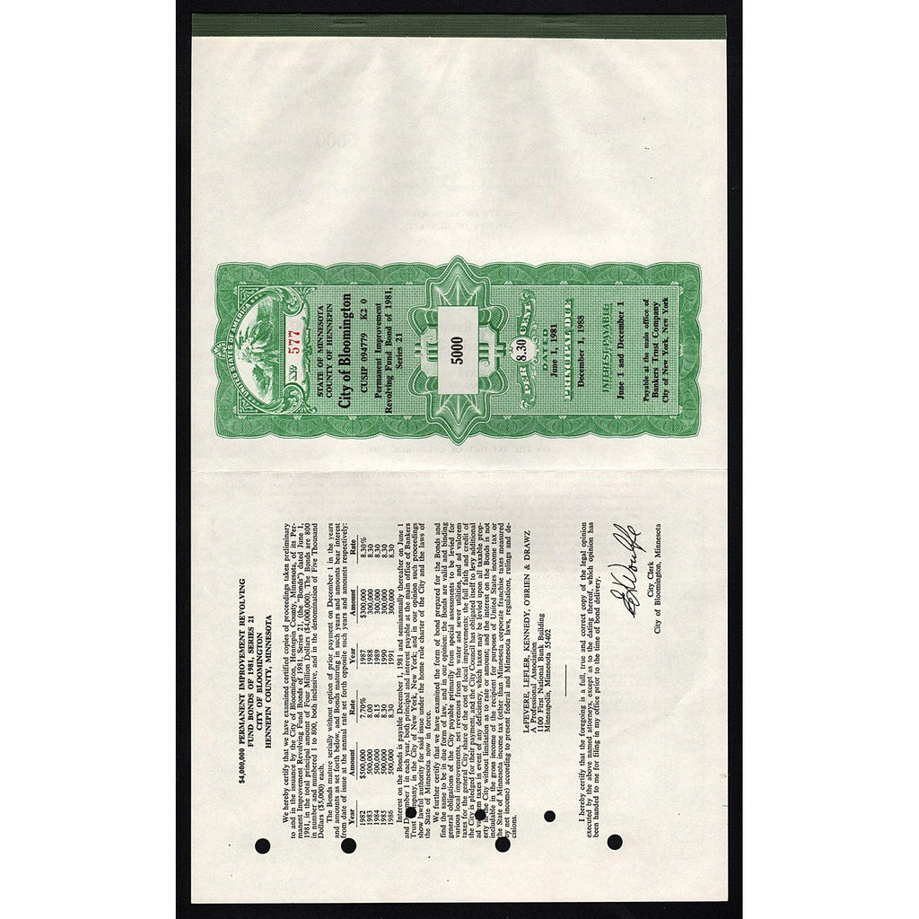 City of Bloomington, County of Hennepin, State of Minnesota