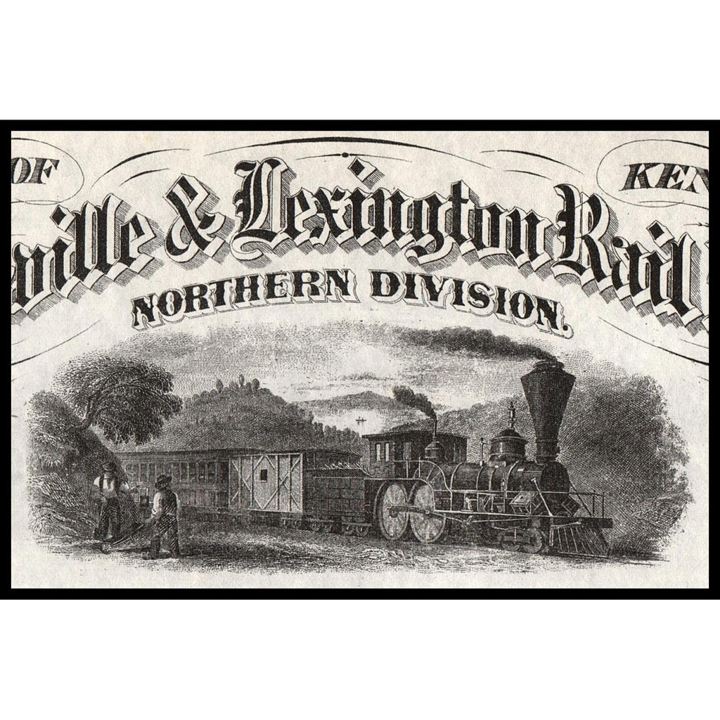 Vintage illustration of a steam locomotive with text about the Greenville & Lexington Rail Northern Division.