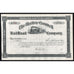 Historical stock certificate for the Meriden & Cromwell Railroad Company with decorative border and train illustration.