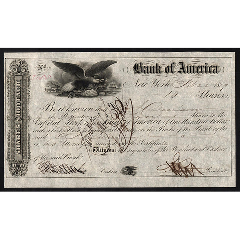 Bank of America 1859 New York Stock Certificate