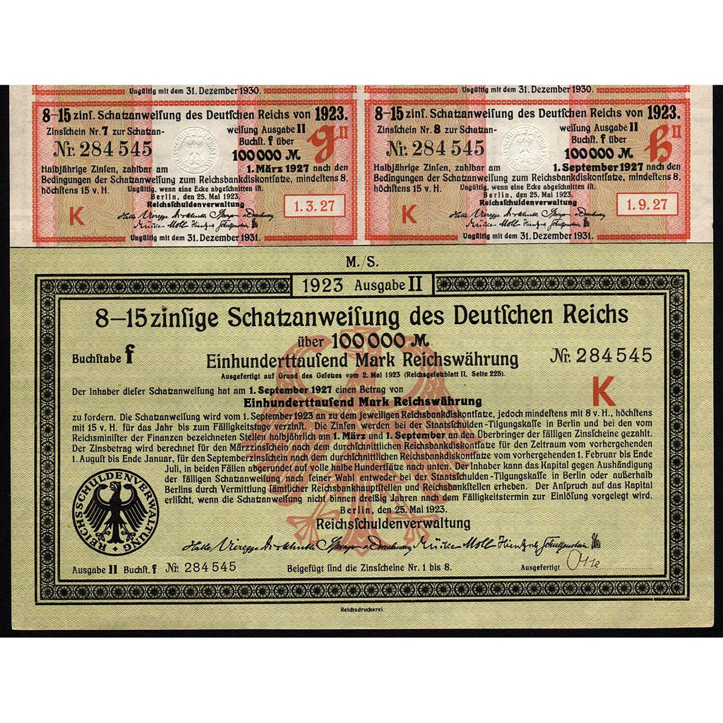 193 Germany Schatzanweisung des Deutschen Reichs - 100,000 Mark