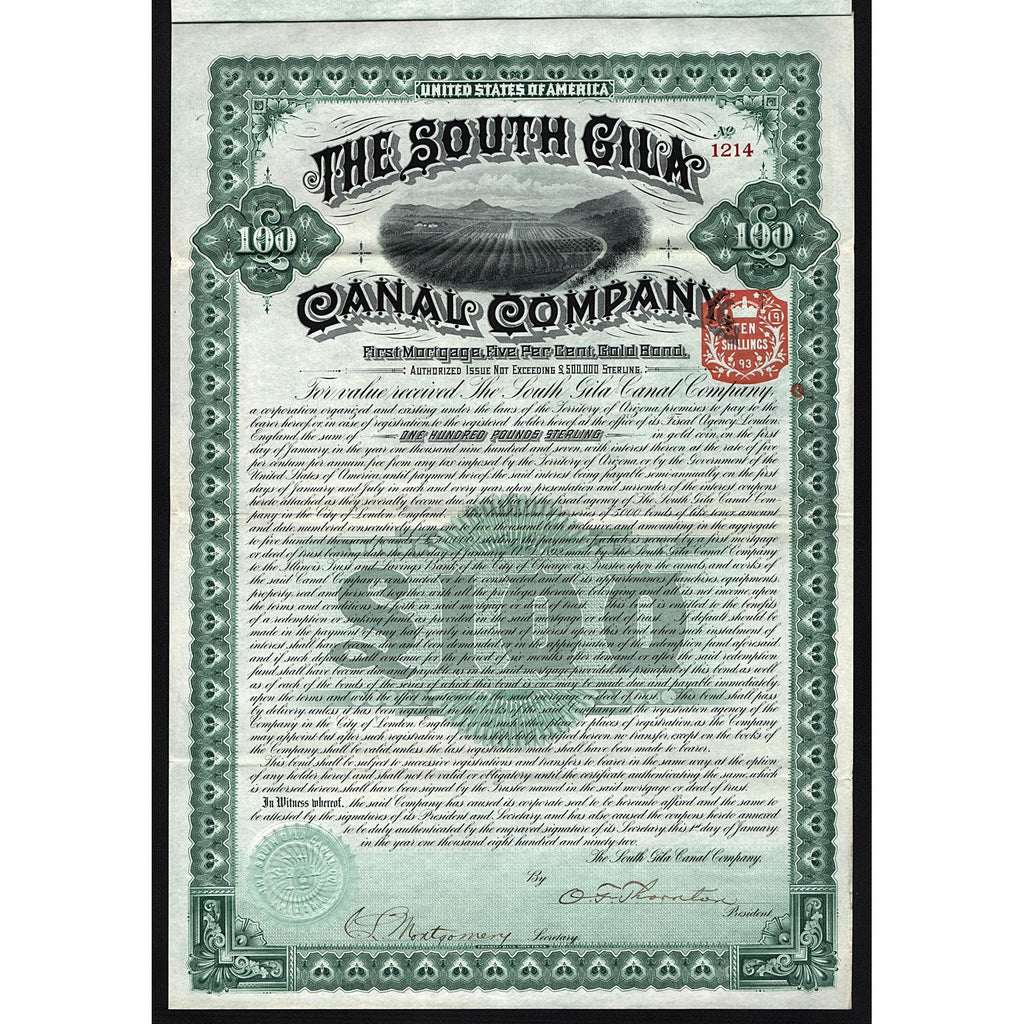 The South Gila Canal Company 1891 Arizona