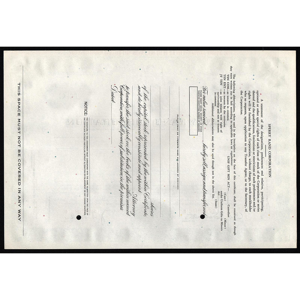 Sperry Rand Corporation (Specimen)