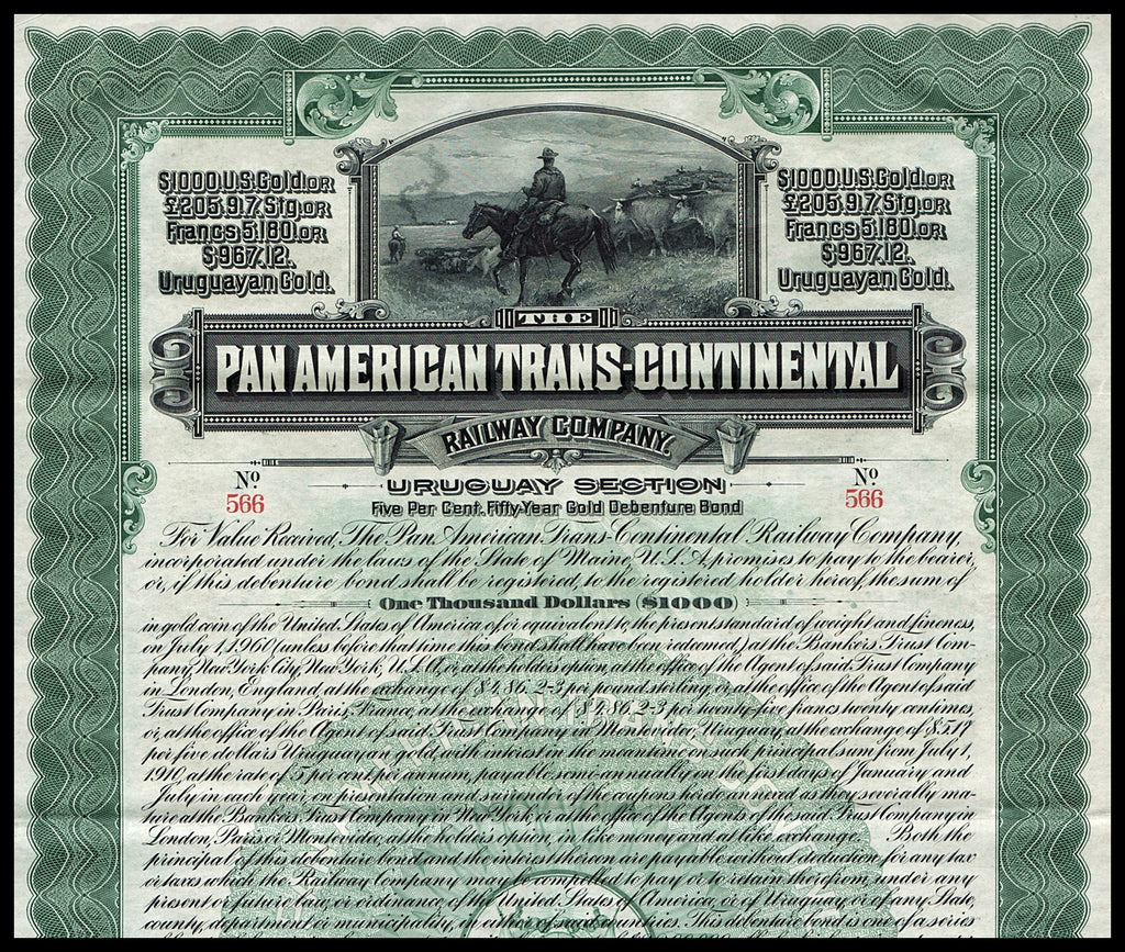 The Pan American Trans-Continental Railway Company 1910 Uruguay