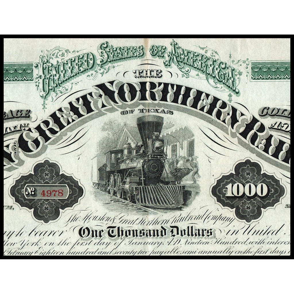 Houston and Great Northern Railroad Bond Certificate