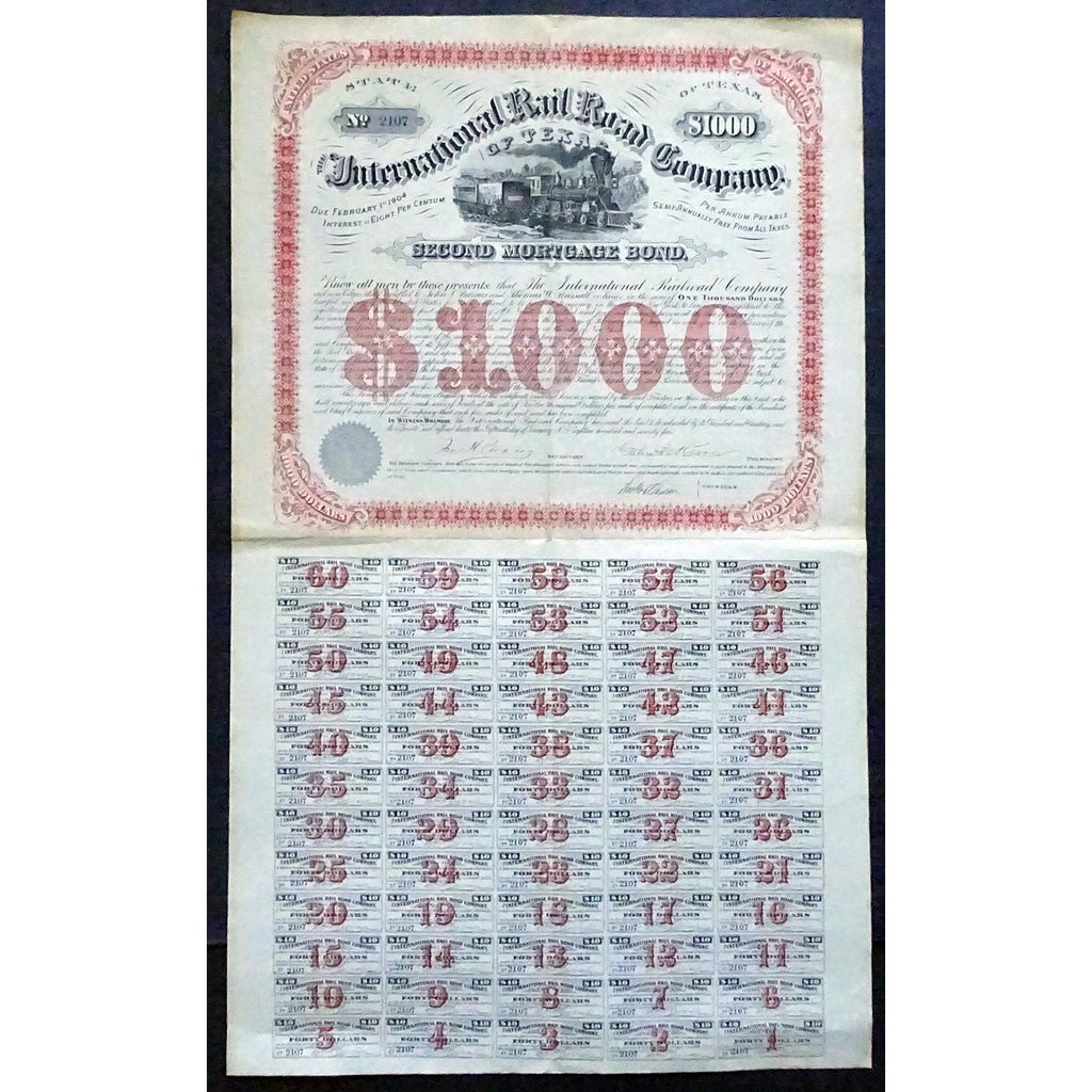 The International RailRoad Company of Texas 1874 Bond