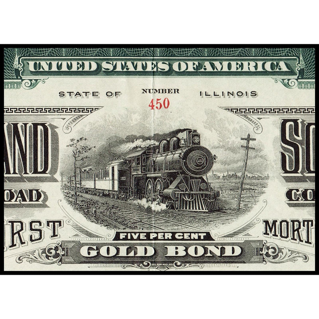 Rock Island Southern Railroad Company 1907 Illinois Gold Bond Certificate
