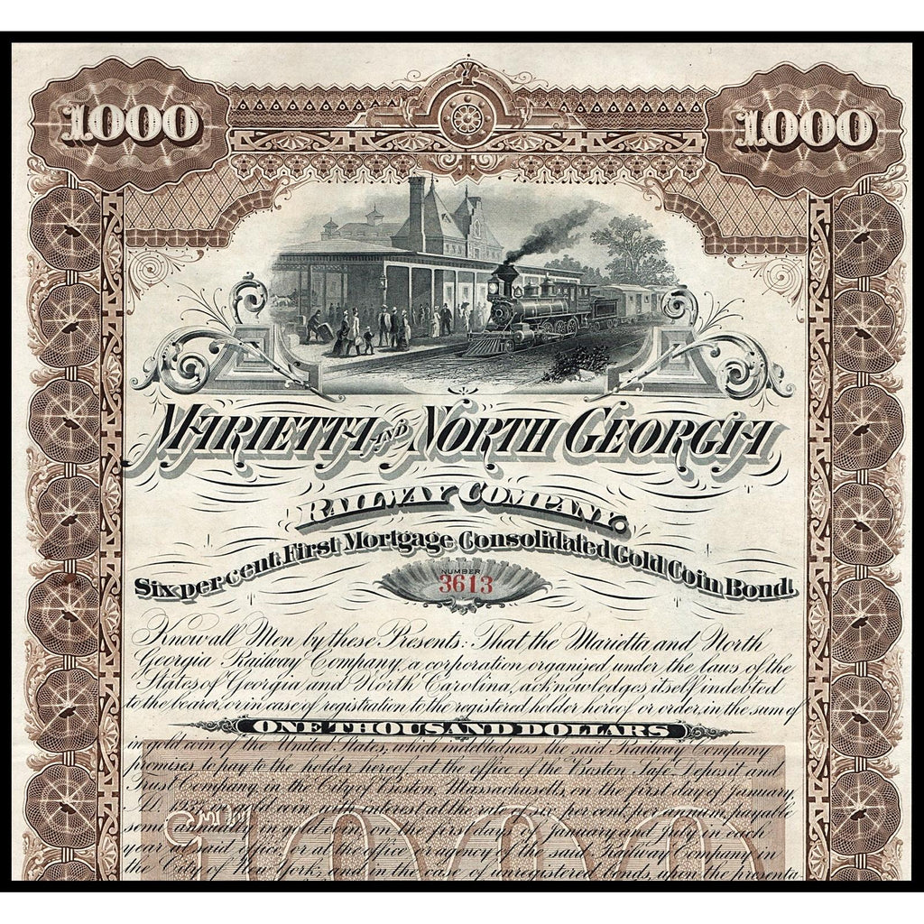 Marietta and North Georgia Railroad Company 1887 Gold Bond