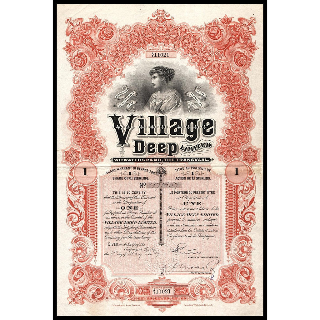 Village Deep Limited, Witwatersrand, The Transvaal 1929 South Africa, Waterlow & Sons