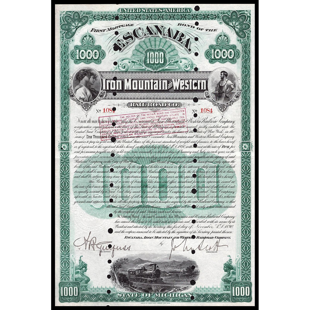 Escanaba, Iron Mountain and Western Railroad Co. 1890