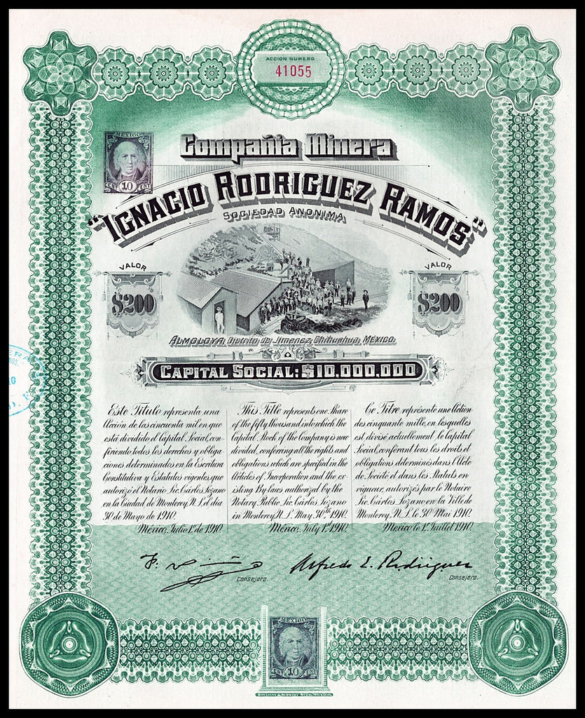 Compania Minera "Ignacio Rodriguez Ramos" 1910 Mexico