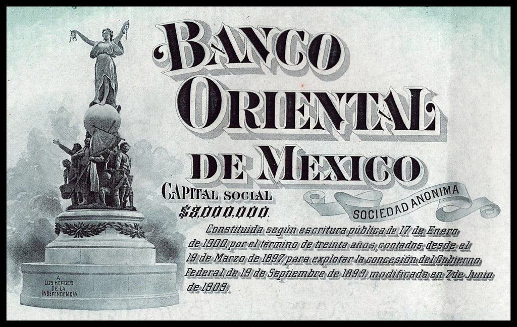 Banco Oriental de Mexico SA 1909 Stock Certificate