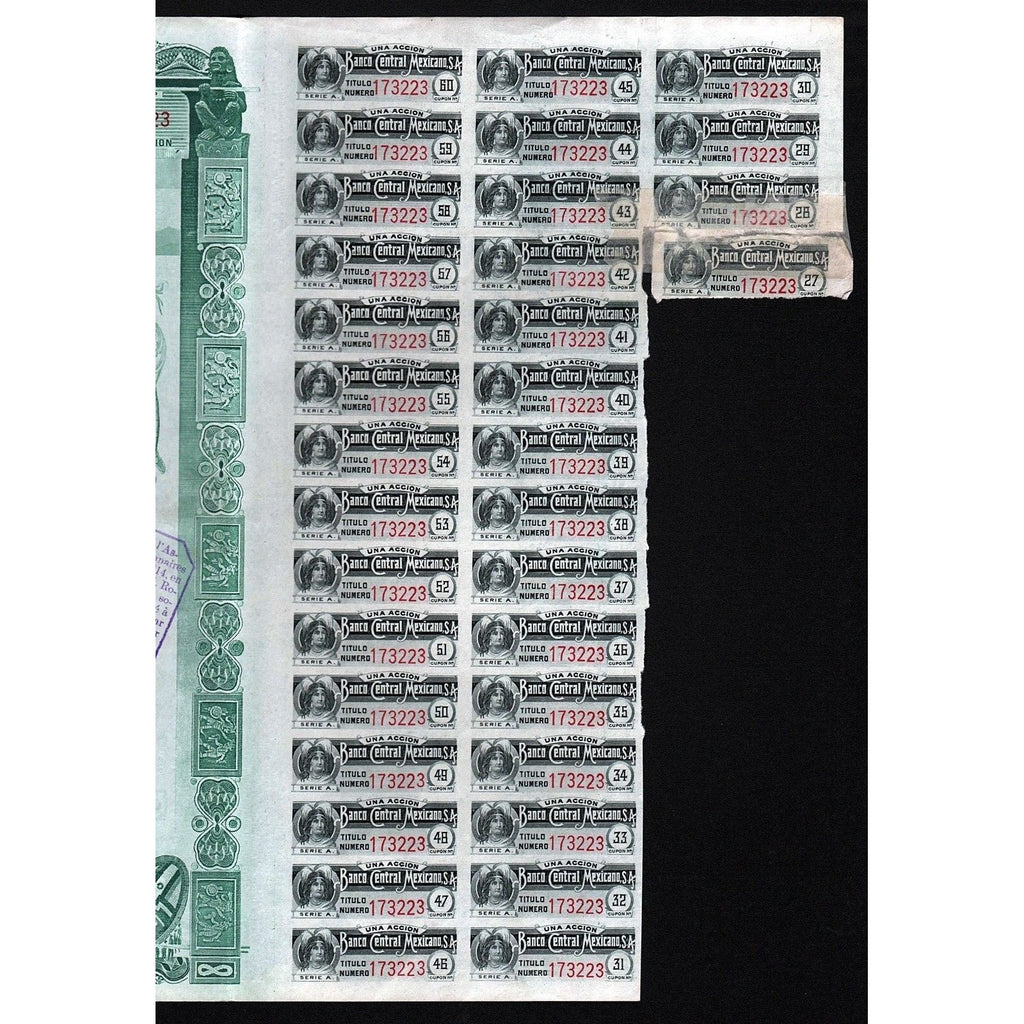 Banco Central Mexicano Sociedad Anonima ("Blueberry") Stock Certificate